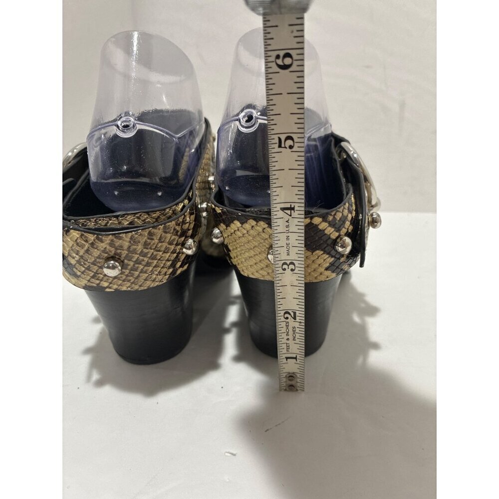 Rebecca Minkoff Shoes Womens Sallest Too studded Block Heel Mules snake size 8 - Picture 5 of 10